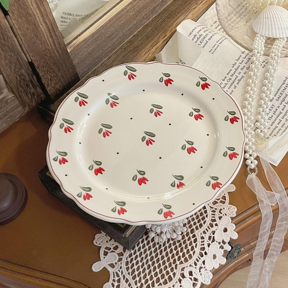 엔틱 플라워 플레이트 접시 홈카페 꾸꿀상점