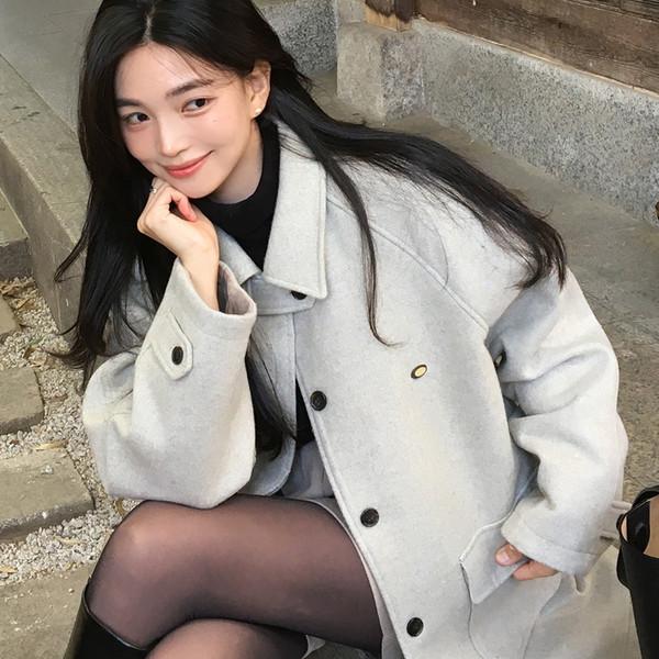 Louise Herringbone Wool Half Coat - Oatmeal