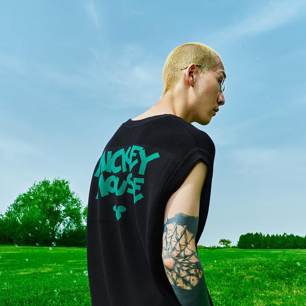 [콜라보] Mickey Mouse knit vest [black]