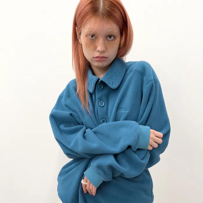 [2차] Buttoned Fleece Top [Blue]