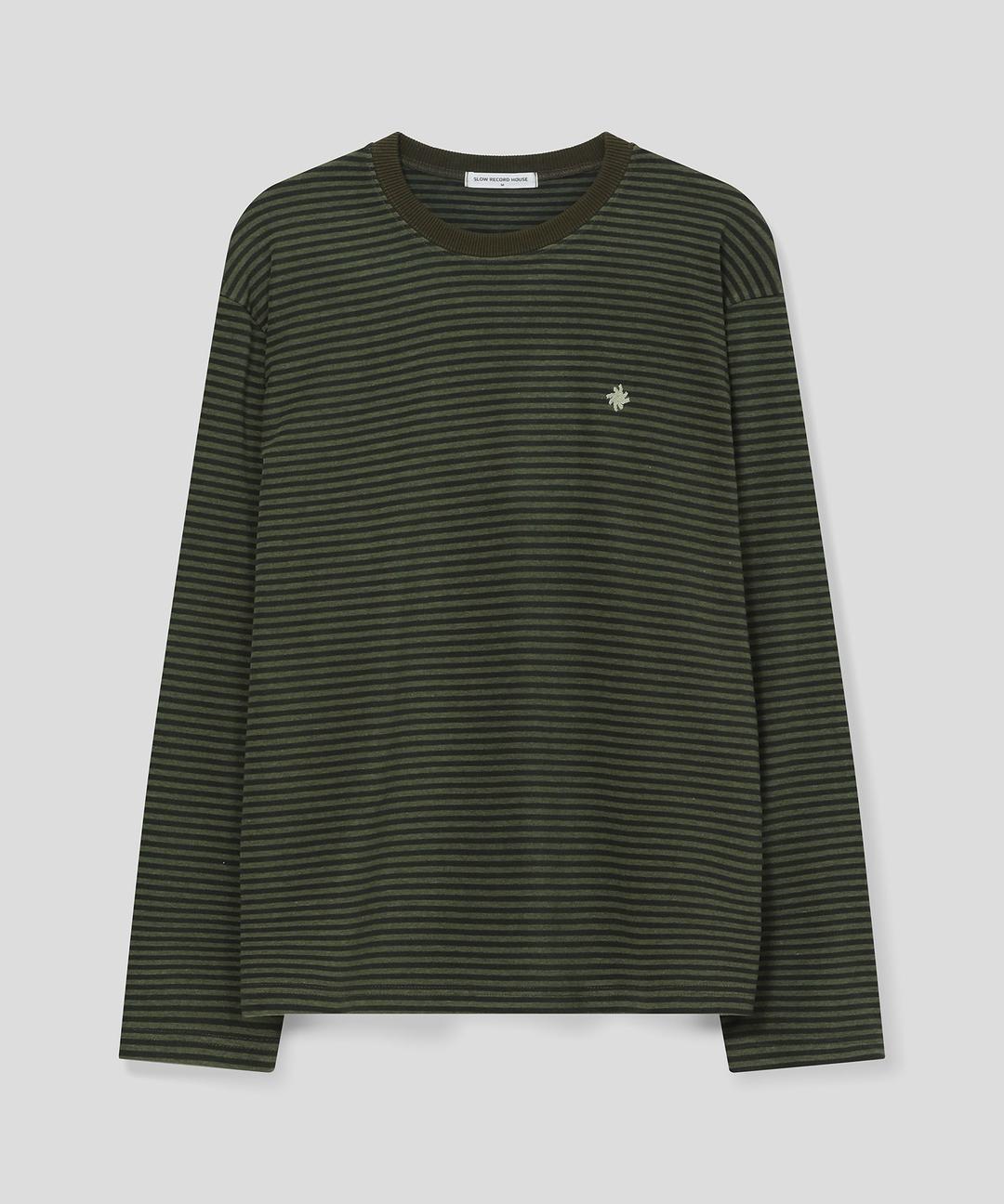 스트라이프 롱 슬리브_카키
