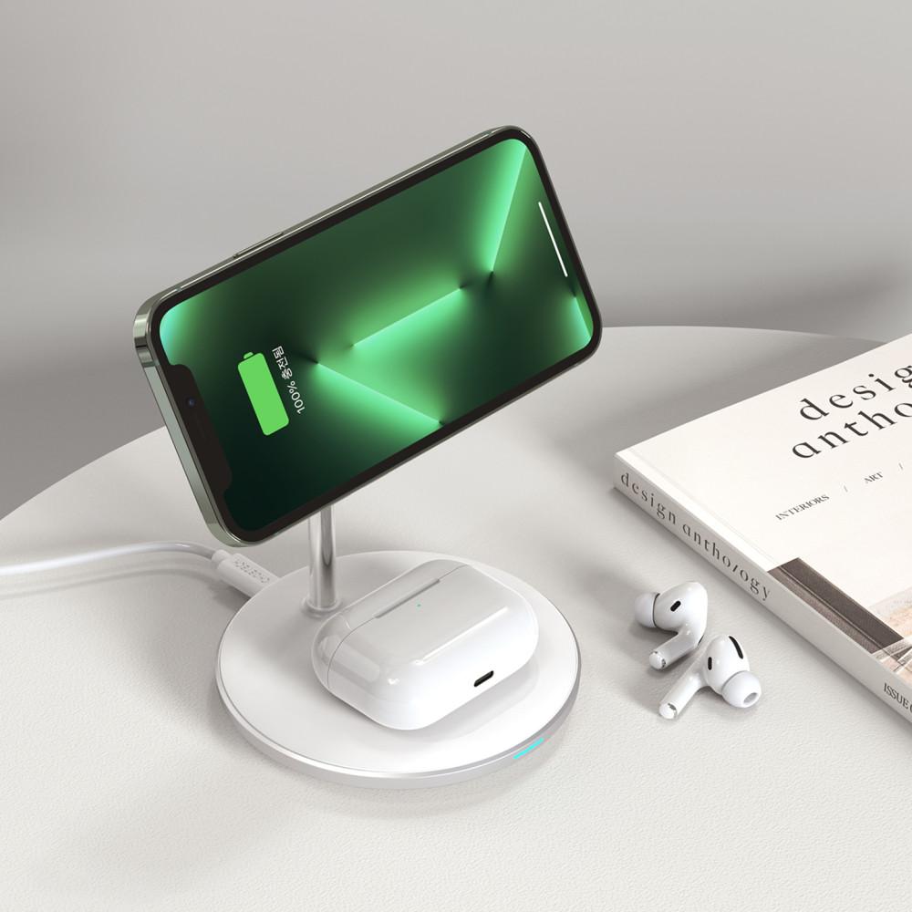 (+맥세이프 스티커 1개입) 초텍 2in1 아이폰 14 13 마그네틱 고속 무선충전기 라이트 T581-F