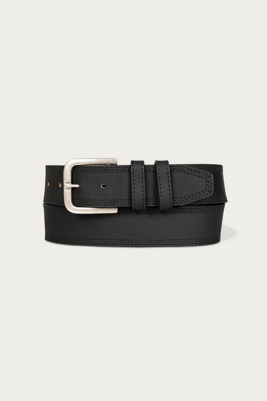 TRIPLE NEEDLE STITCH LEATHER BELT