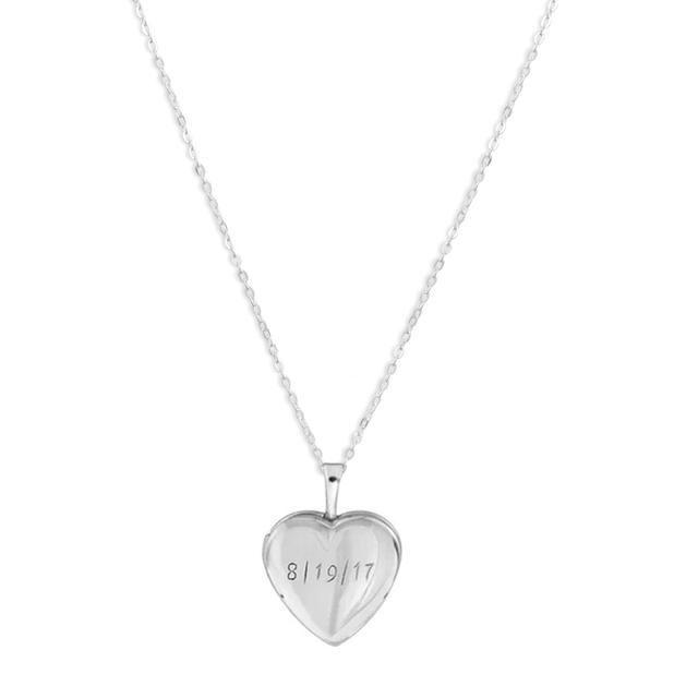 THE ENGRAVED PUFF HEART LOCKET NECKLACE - STERLING SILVER