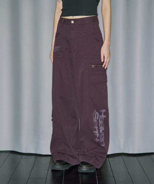 헤븐 센트 그래픽 코튼 카고 팬츠 - PURPLE