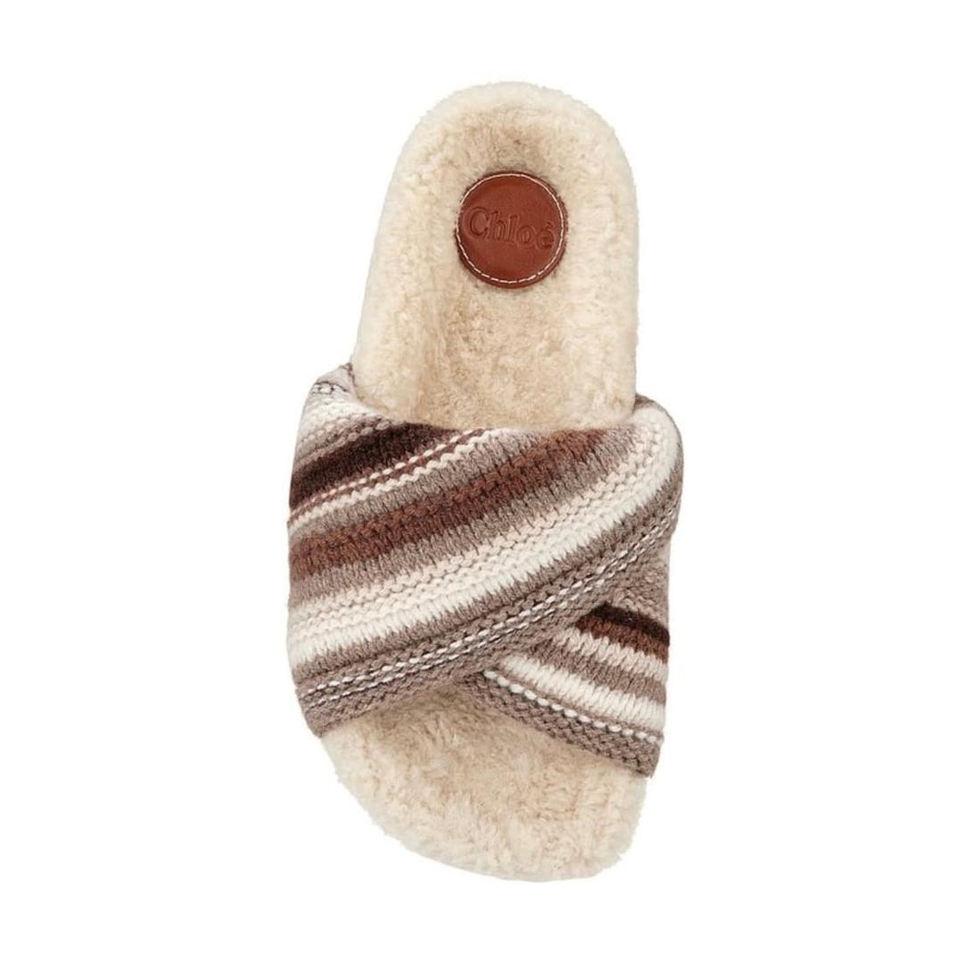 끌로에 Chloe 니트 슬리퍼 캐시미어 블랜드 & 시어링 샌들 슬라이드 | 후루츠패밀리