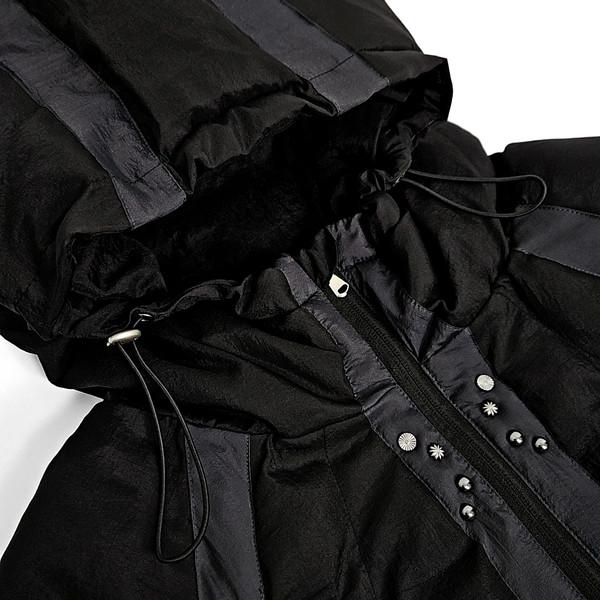 Eve&night rivet hoodie puffer parka (black)