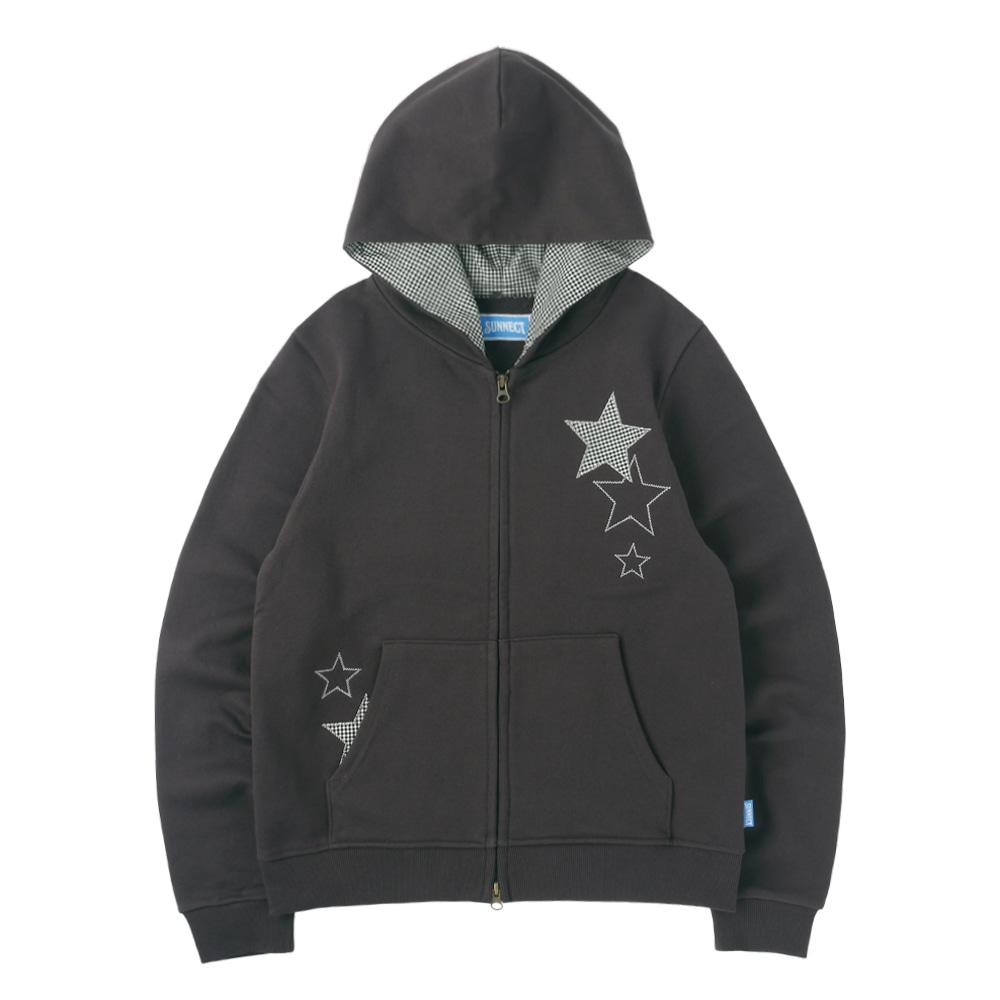 Stars Zip Up Hoodie - Charcoal