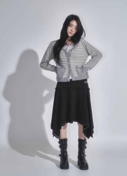 LENA UNBALANCE SKIRT / BLACK