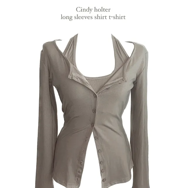 [주문폭주] Cindy holter shirring long sleeves shirt t-shirt (3color)