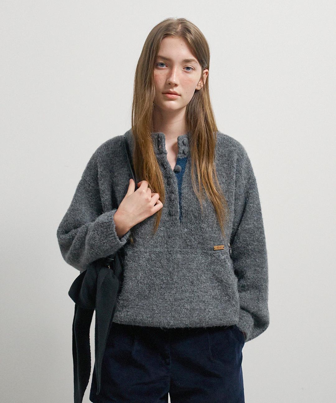 하네 [UNISEX] 노마드 풀오버 니트_Charcoal