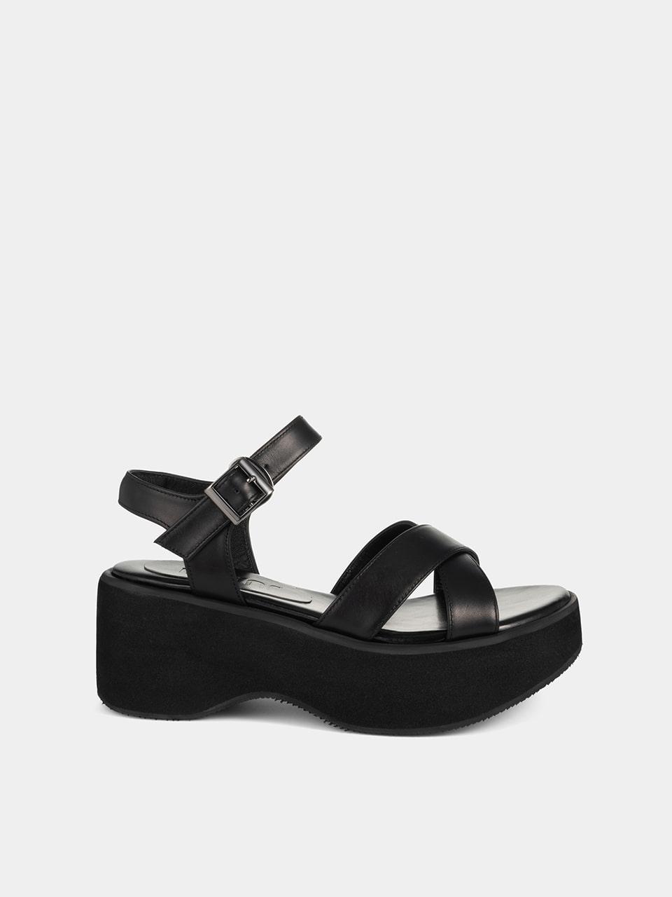X-strap Platform Sandals / Black (6cm)