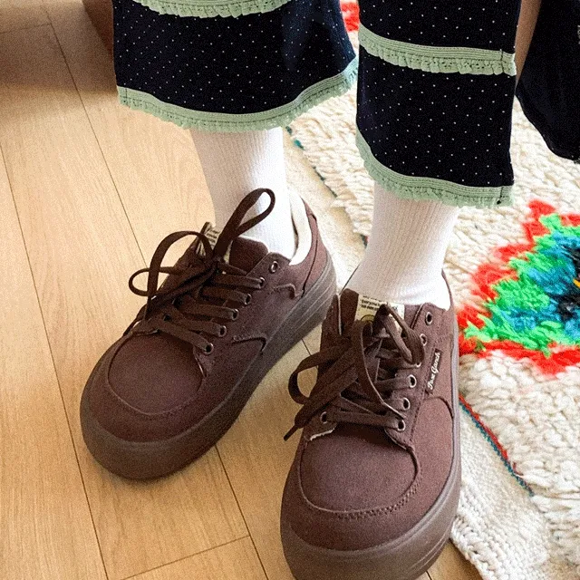 ⏰쿠폰가 4만원대⏰ 멈멈 캔버스 플랫폼 초콜릿 키높이 운동화 스니커즈