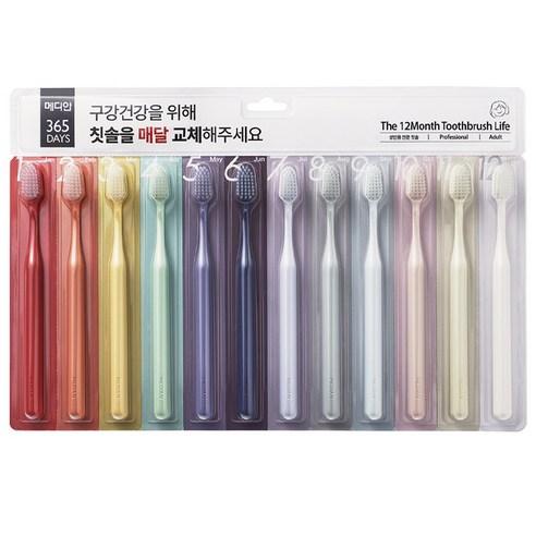 메디안 성인용 365DAYS 칫솔, 12개입, 1개 - 칫솔 | 쿠팡