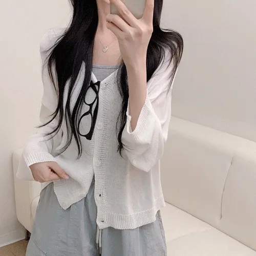 [여름가디건/여리여리~] 린넨 루즈핏 여리 브이넥 긴팔 가디건 (6color)