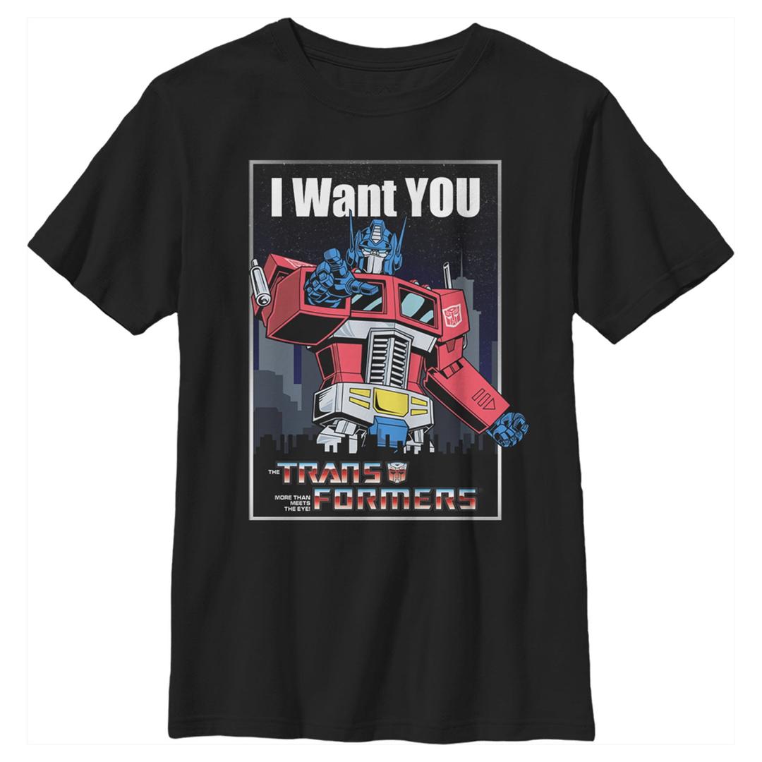 Boy's Transformers Optimus Prime Wants You  Graphic Tee Black Medium