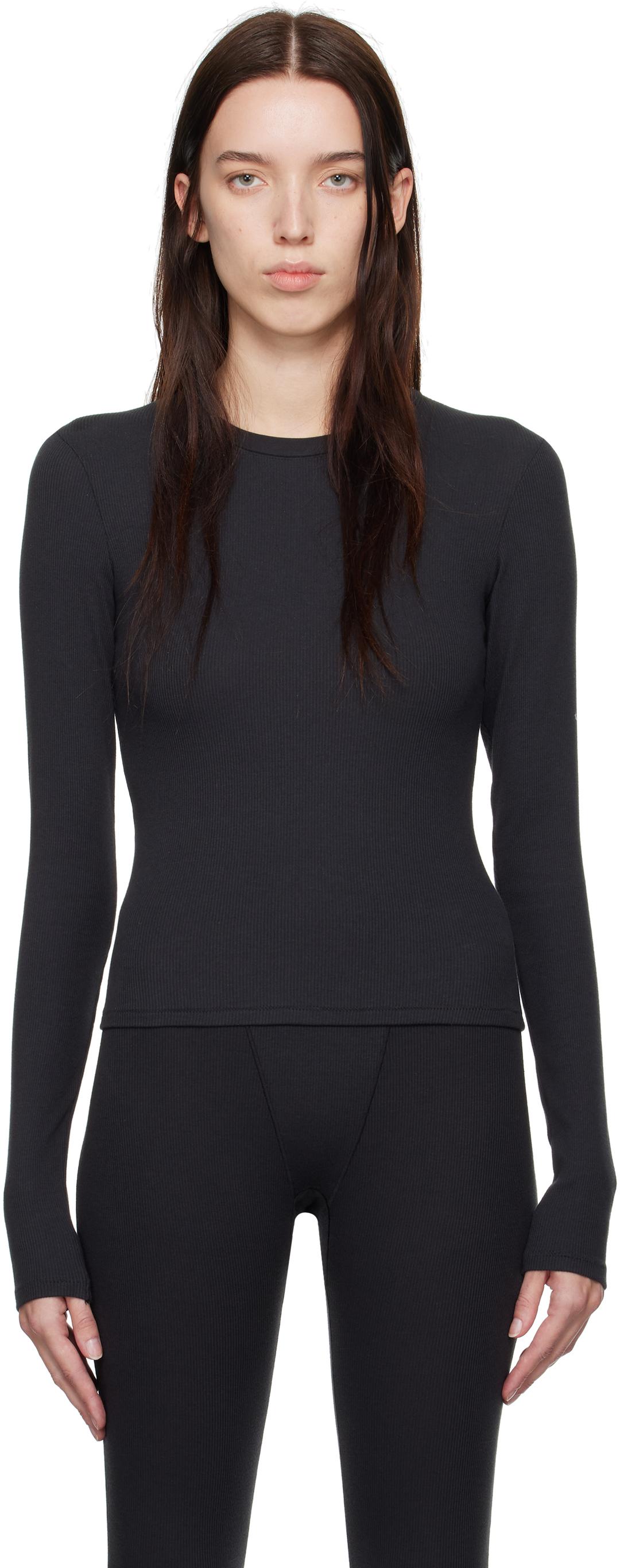 코튼 립 긴팔 티셔츠