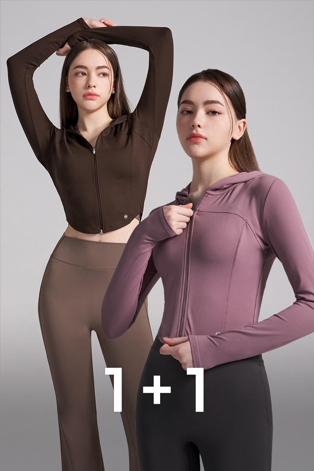 소프트 라운드 크롭 후드집업 1+1