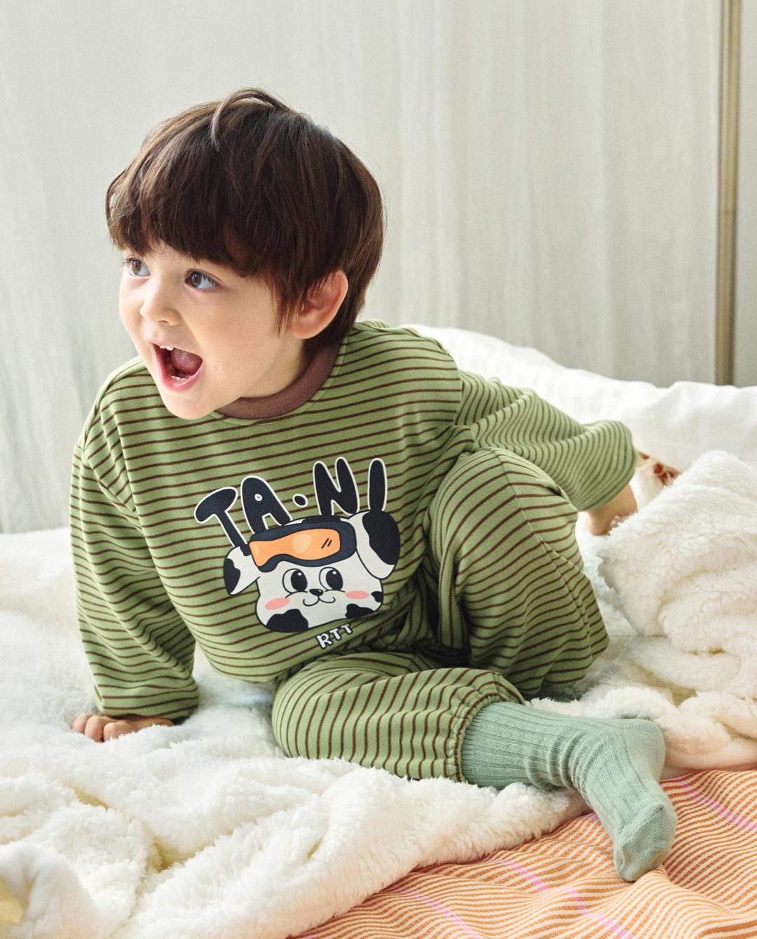 양기모 스트라이프 아방 실내복 탄이 그린