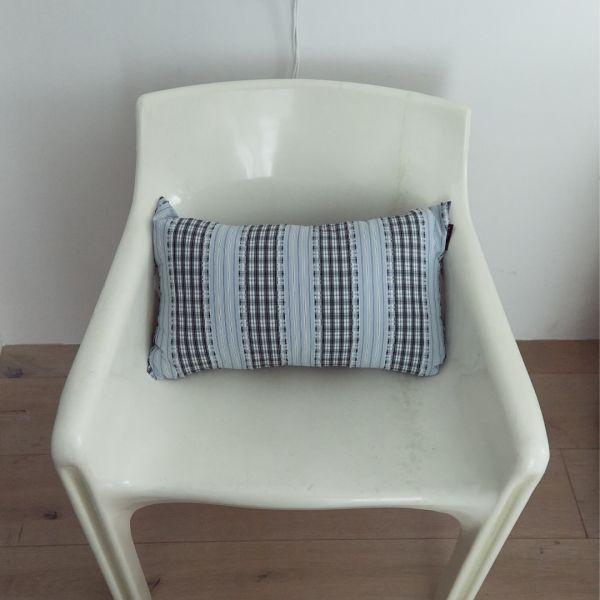 [40% OFF] CHECK FRINGE CUSHION COVER (SKY)