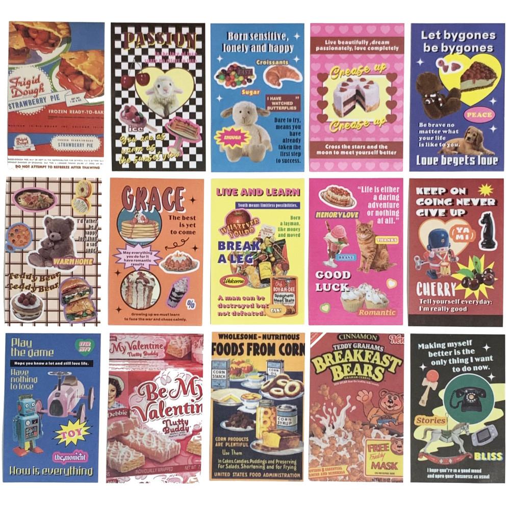 키치 페이퍼 15장 세트 레트로 홈카페 감성 촬영소품 벽장식 데코 인테리어 꾸꿀상점