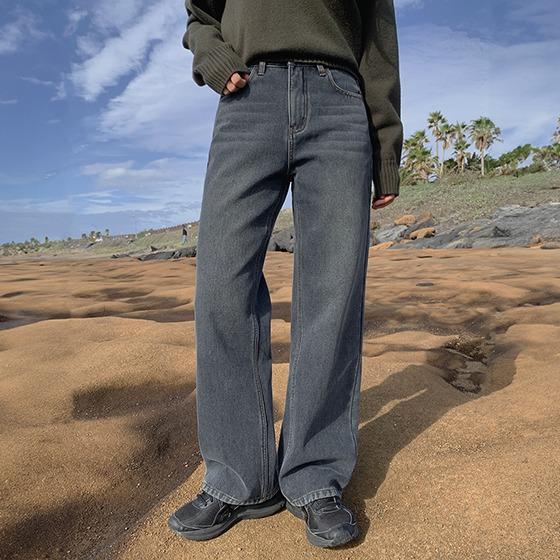 고고싱 [오늘출발][New컬러🖤후끈융기모🔥기모바지] 핫 융기모 와이드 데님팬츠 (6컬러,겨울청바지,융기모팬츠,한파대비,와이드팬츠,와이드데님,겨울바지)