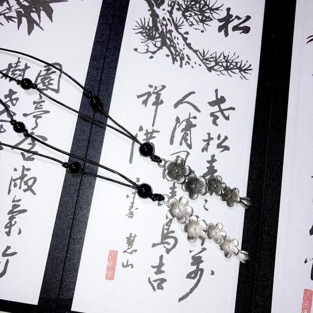 up to sale !!구매량多여유주문!![2color/동양풍] 동양의 매화 가죽목걸이 / 오리엔탈 끈목걸이 / 빈티지 분위기