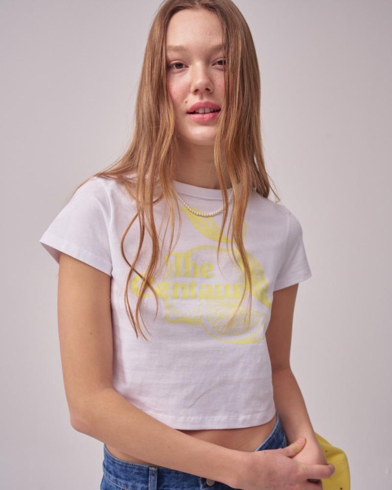 [TC22SSTOP17YE] BLUE LEMON CROPPED TSHIRT [YELLOW] - THE CENTAUR