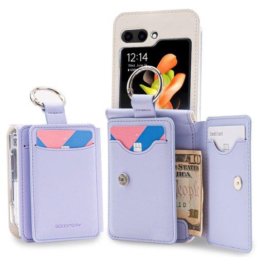 갤럭시 Z플립5 플립4 올인원 카드수납 가죽커버 with 링 케이스