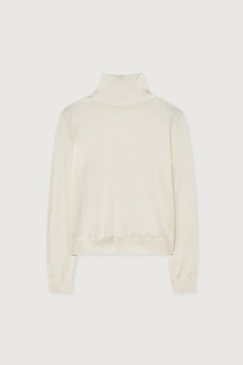 울 블렌드 하이넥 니트 - 크림