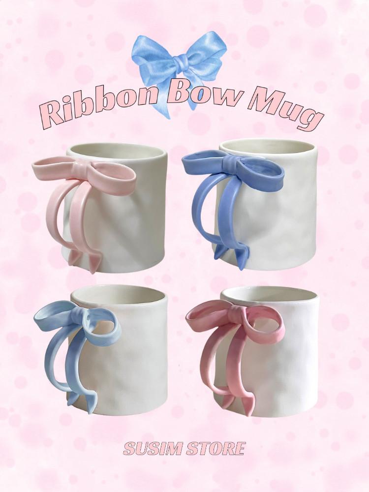 수심 Ribbon Bow Mug(4 color) 리본 보우 머그 컵 선물 키치 유니크