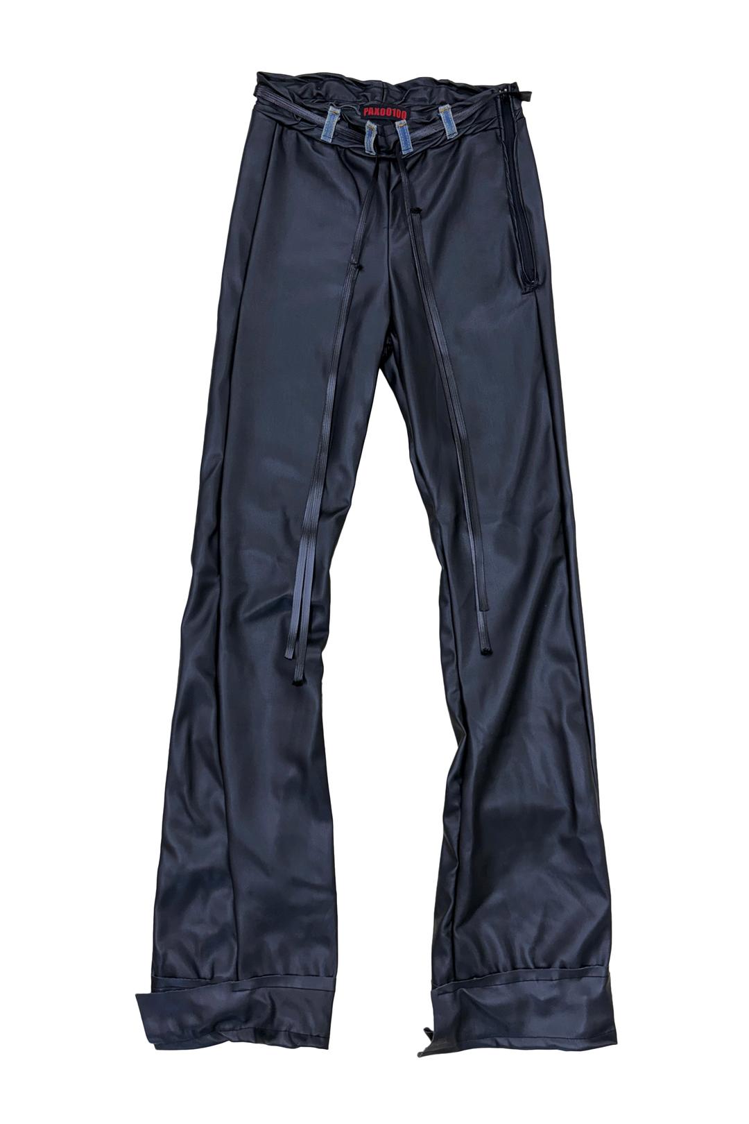 PAX BLACK LEATHER BOOT-CUT PANTS