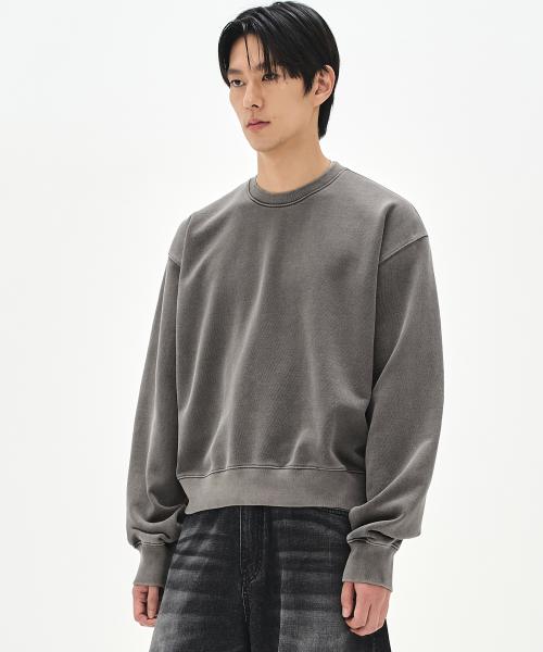 980G 크롭 피그먼트 맨투맨-오크 브라운-