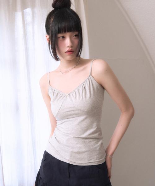 쿨링 시쉘 리본 슬리브리스 [L.GREY]