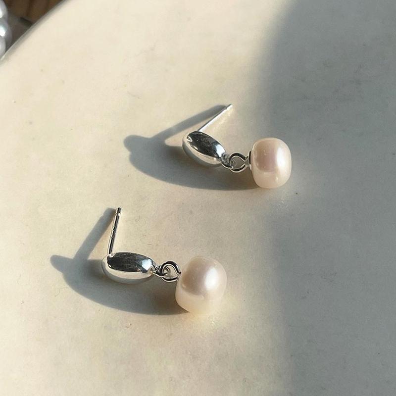 [감사절 20%] Oval drop pearl earrings