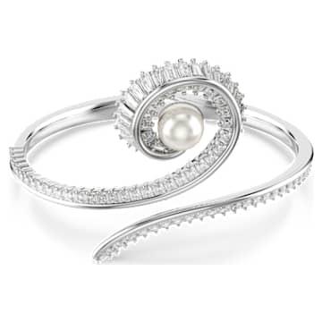 Ariana Grande x Swarovski 뱅글, 크리스털 펄, 바게트 컷, 화이트, 로듐 플래팅