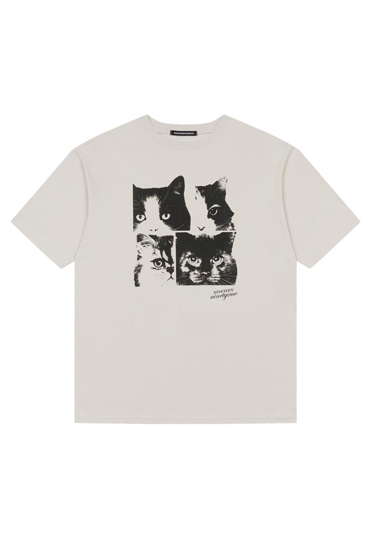 4 CATS OVER FIT TEE_BEIGE