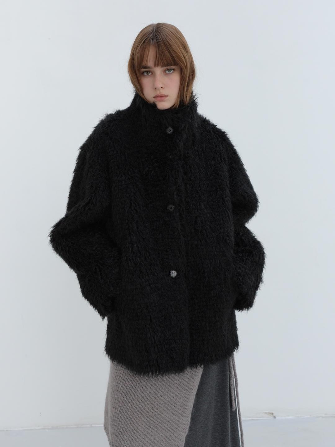 [12/16 순차 발송]WOOL BLEND HIGH NECK FUR COAT