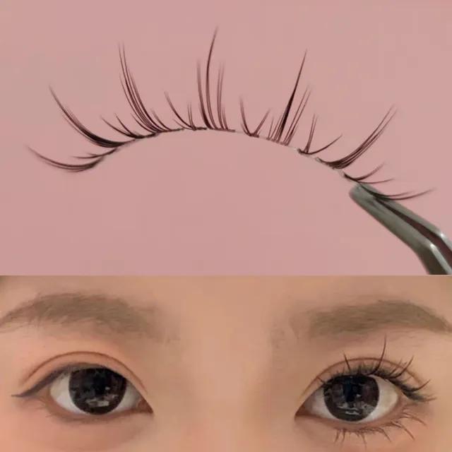 자연스러운 데일리 가닥 속눈썹 가벼운 인조 투명 낚시줄 심플 꾸안꾸 학교 학생 데이트 메이크업 셀프 한줄 부분 연장 시스루