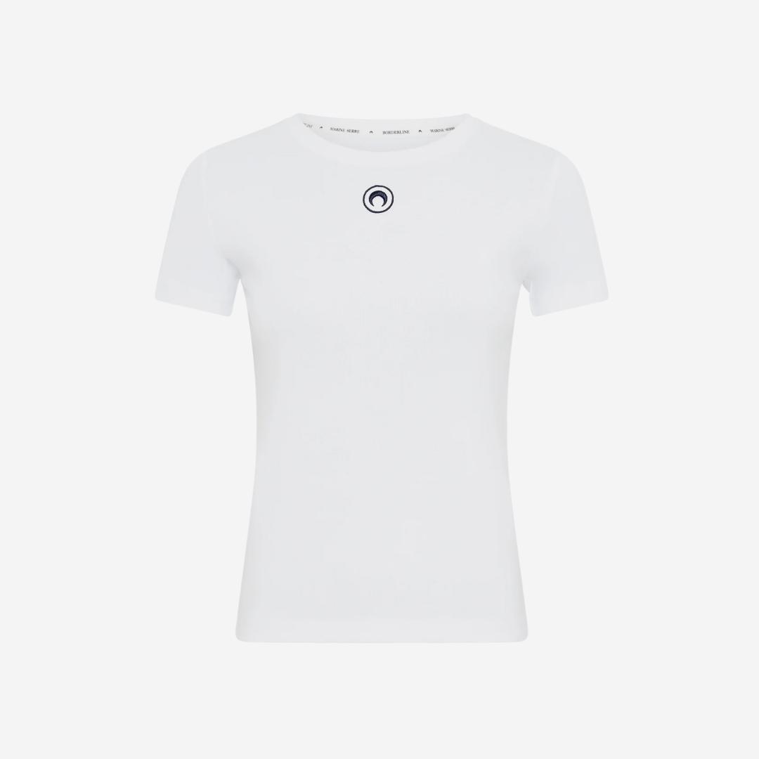 (W) Marine Serre Organic Cotton Rib T-Shirt White