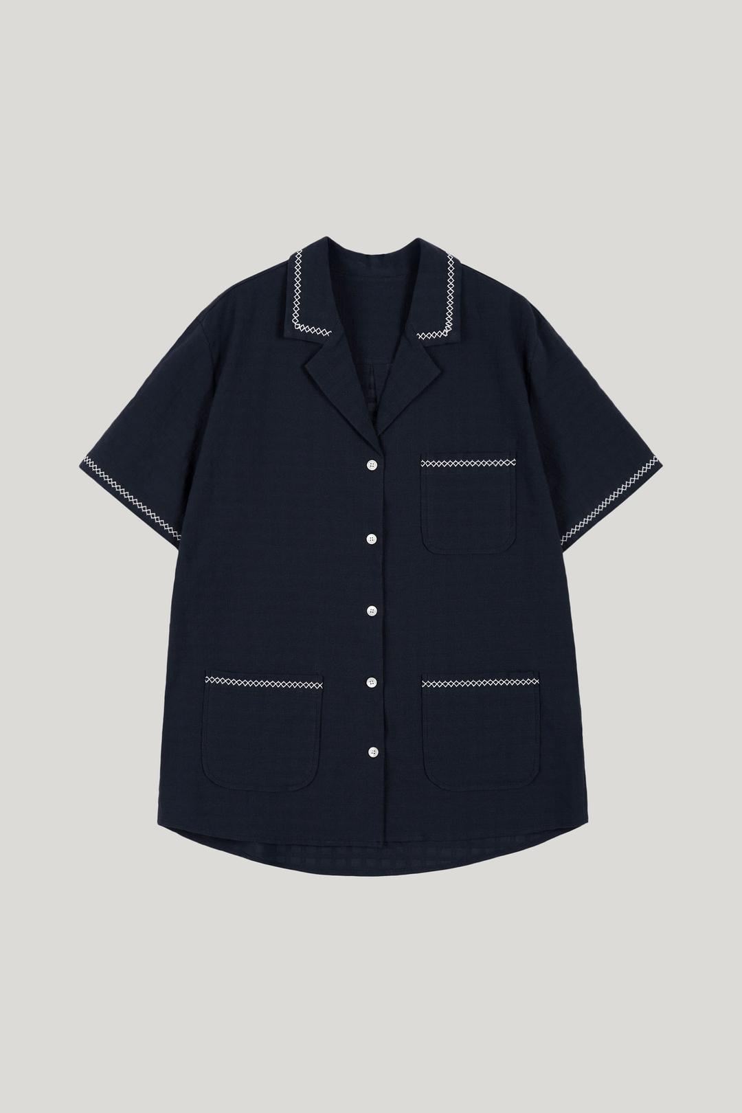 stitch check summer jacket_navy