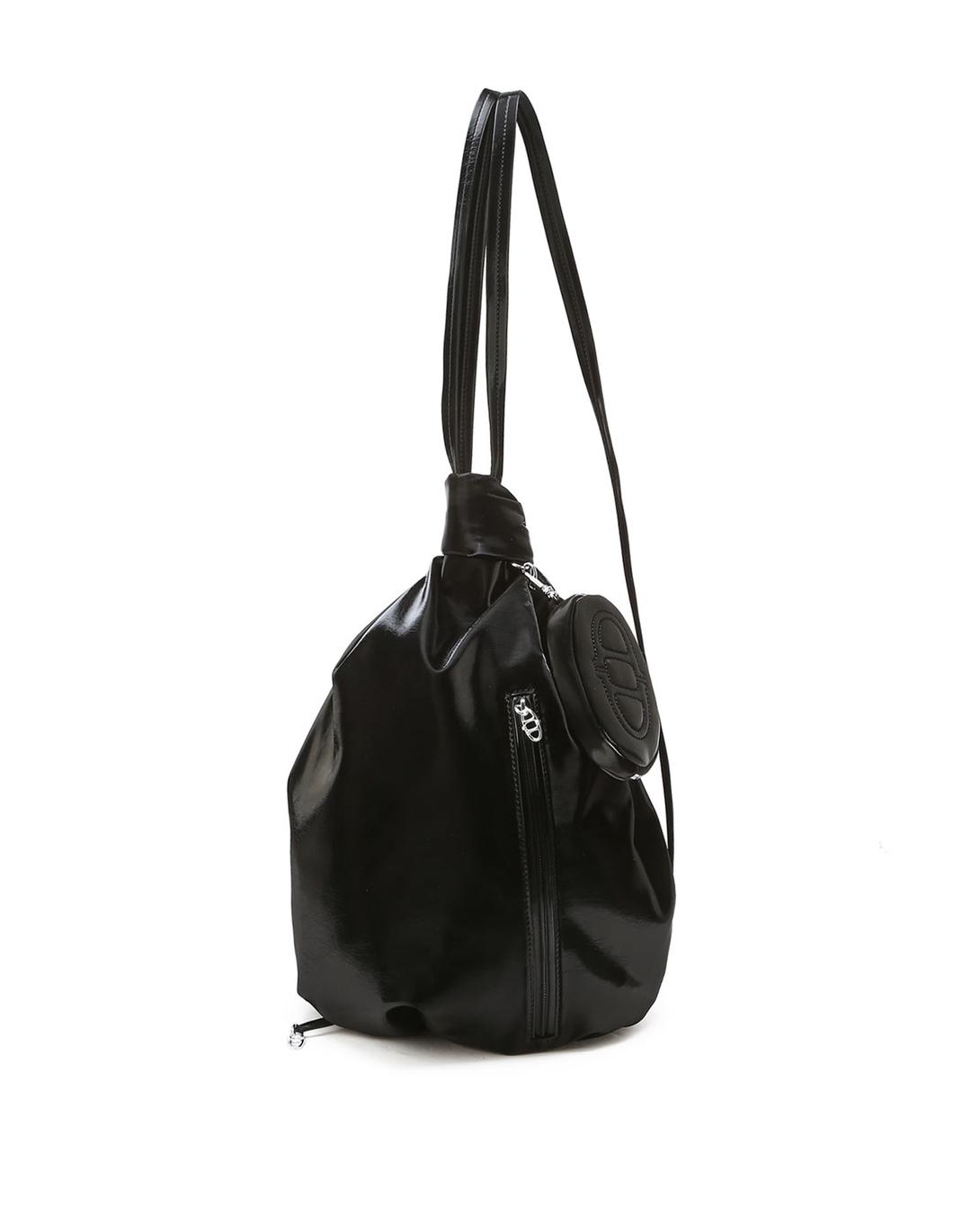 BONBON BLACK GLOSSY SHOULDER BAG & BACKPACK M
