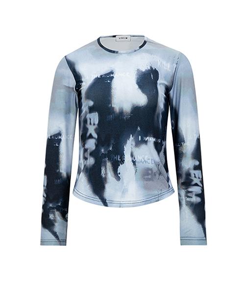 풀 프린팅 롱 슬리브 블랙