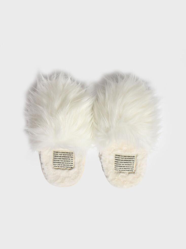 FAUX FUR SHOES WHITE