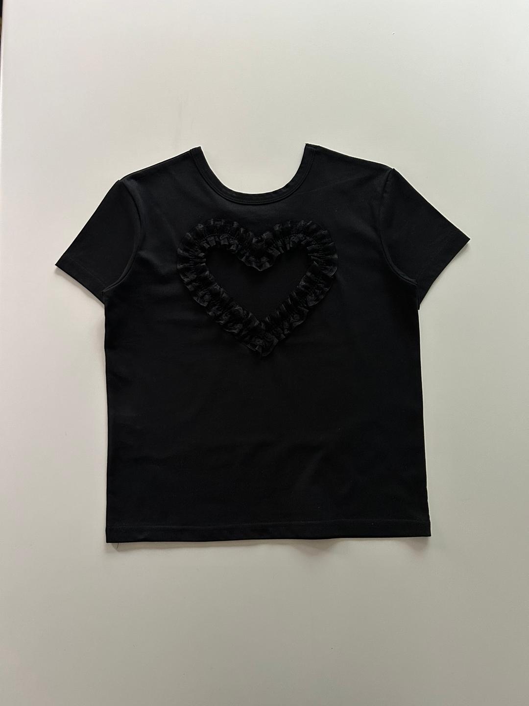 Lace Heart T, black