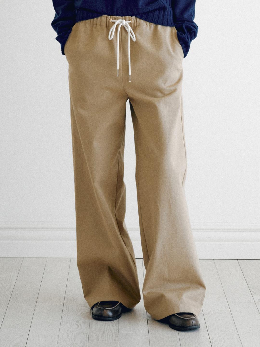 LEROY COTTON WIDE PANTS (BEIGE)
