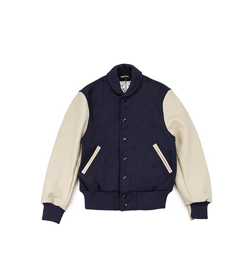 Contemporary Fit Varsity Shawl Collar Navy/Cream