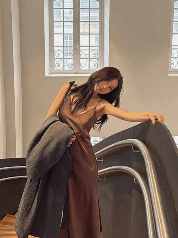 [MÜ ATELIER]  satin maxi dress (2way)