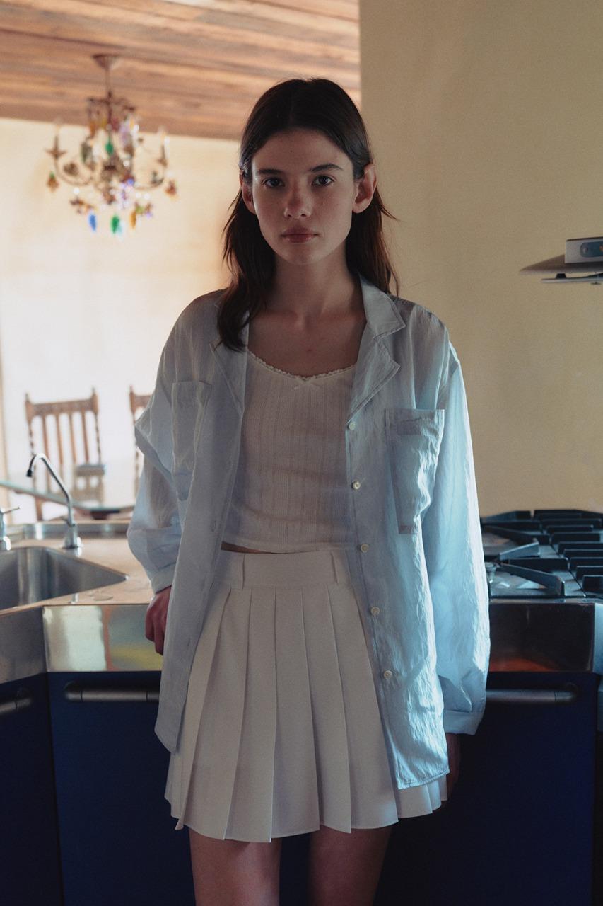 SILKY BELTED BLOUSE SOFT BLUE