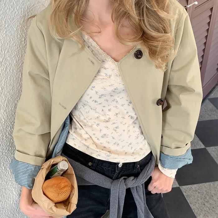 [2/26 순차배송] 다이닝 하프 트렌치 코트 ( 올리브 )